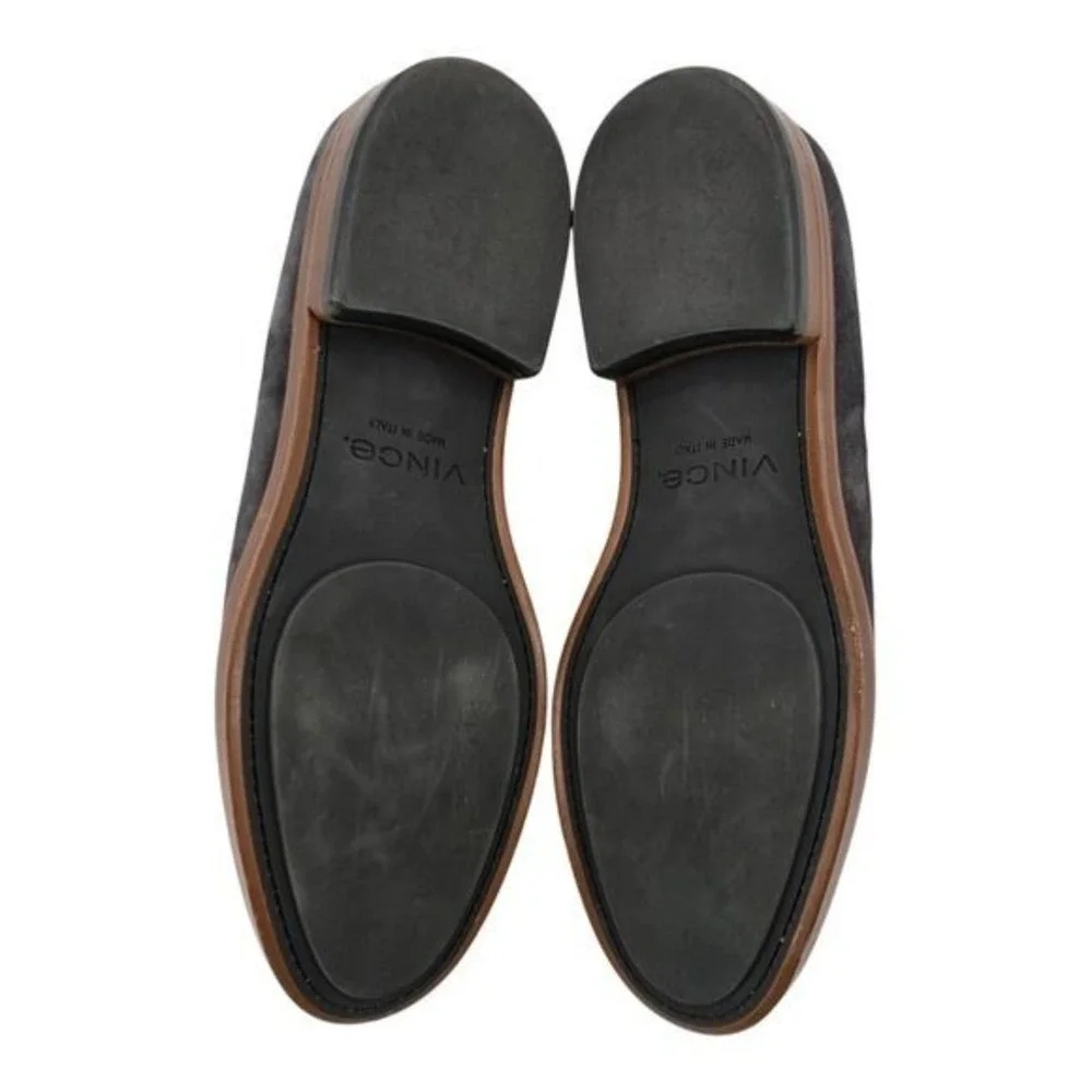 Vince Mens 10.5 Boerum Suede Graphite Grey Almond Toe Tie Dress Shoes